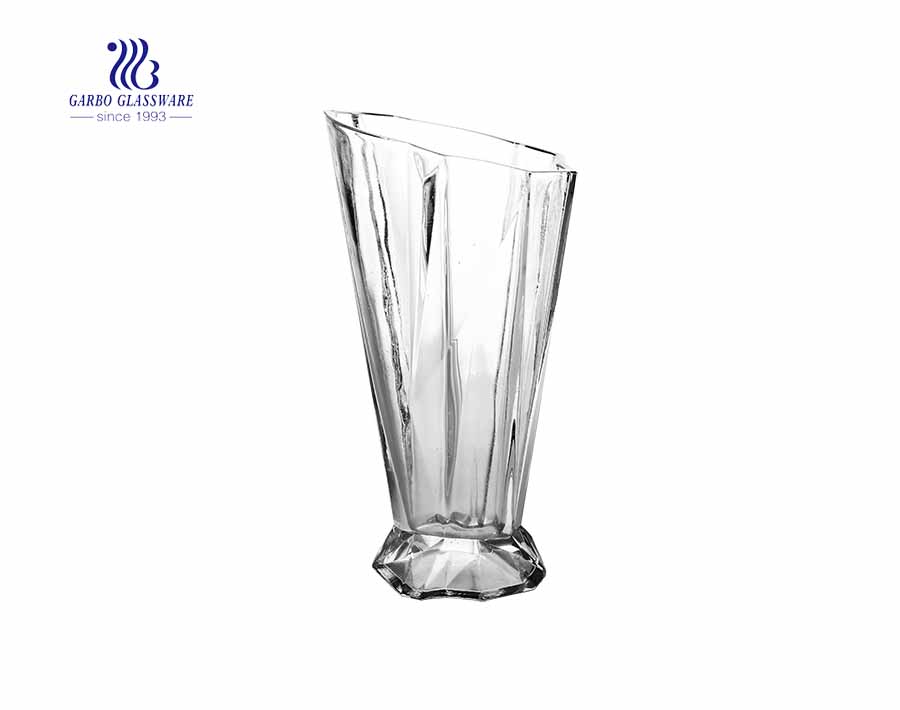 11.5 inches height Floor Style Glass Fancy Clear Transparent Flower Holder Glass Vase  living room hotel wedding party use 