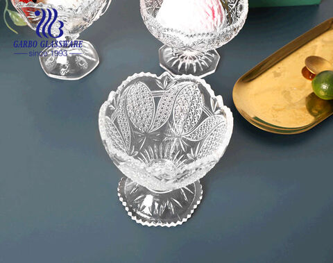 Middle East Hot Selling  Summer Season 190ml Footed  Glass Ice Cream Cup  Dessert Bowl fruit salad bowl 