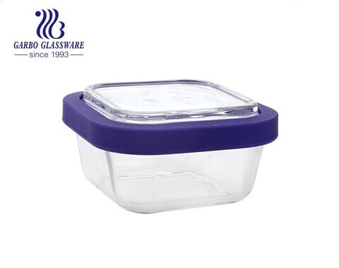 Экологичный герметичный стеклянный контейнер для еды с крышкой для хранения силикона квадратный квадратный стеклянный