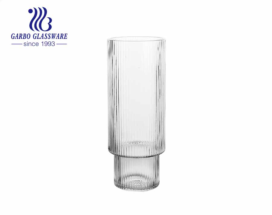 Vertical stripe glass tumbler handmade blown glassware with multi sizes