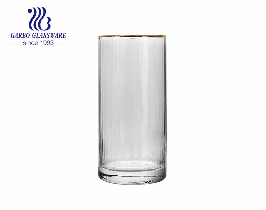 Vertical stripe glass tumbler handmade blown glassware with multi sizes