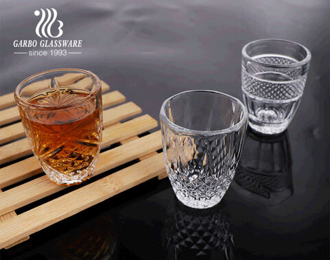 In stock 2oz 50ML mini glass cup engraved shot glass small glass for Arabic tea