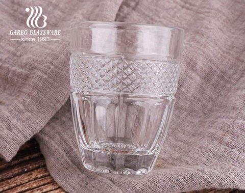 In stock 2oz 50ML mini glass cup engraved shot glass small glass for Arabic tea