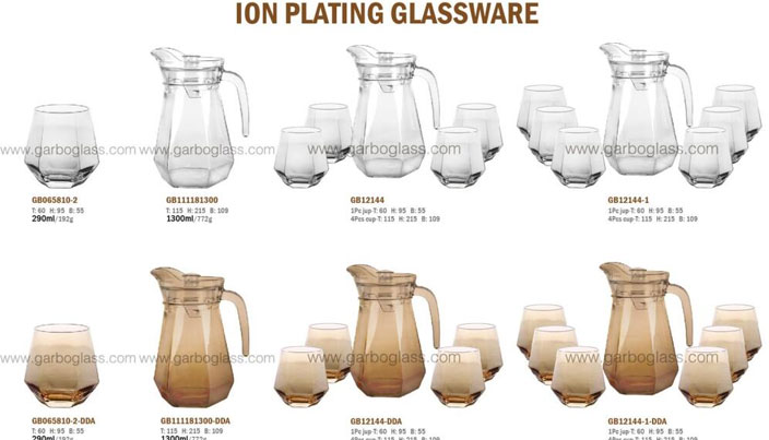 New design Hexagonal glass jug with tumbler set