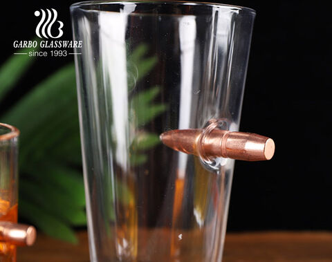 Creative bullet glass tumbler handmade blown glass cup with bullet shot