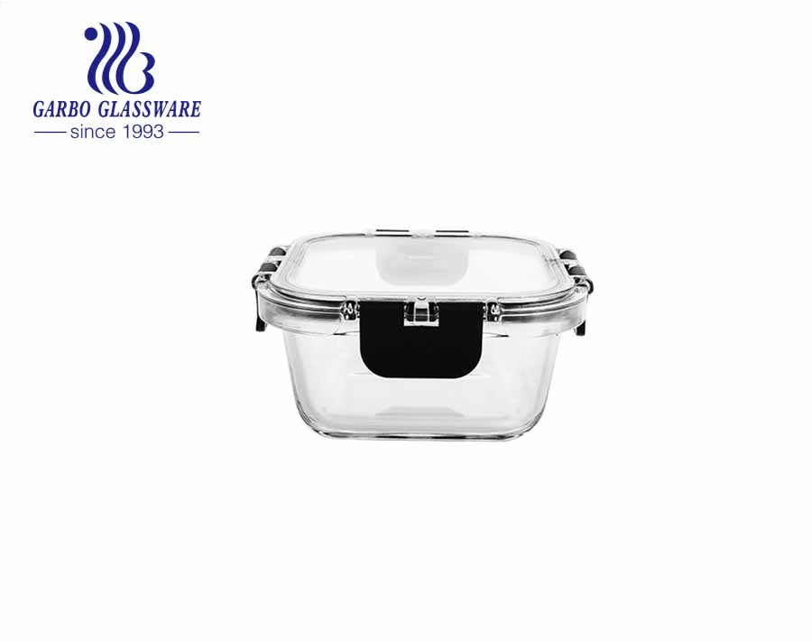 Recipiente para alimentos de vidrio de 1L seguro para horno microondas, caja de almuerzo bento a prueba de fugas, recipiente para alimentos de almacenamiento de preparación de comidas