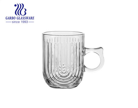 Tasse à thé en verre transparent avec poignée spéciale Tasses en verre à motif gravé de 8 onces