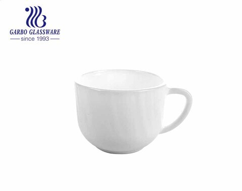 Set di tazze da tè e caffè in vetro opale bianco Set di bicchieri per bere Bicchieri per bevande trasparenti dal design personalizzato