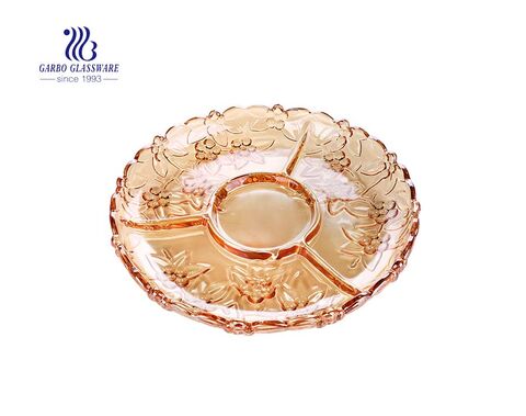 9.5inch ion plating gold color glass fruit bowl with metal stand