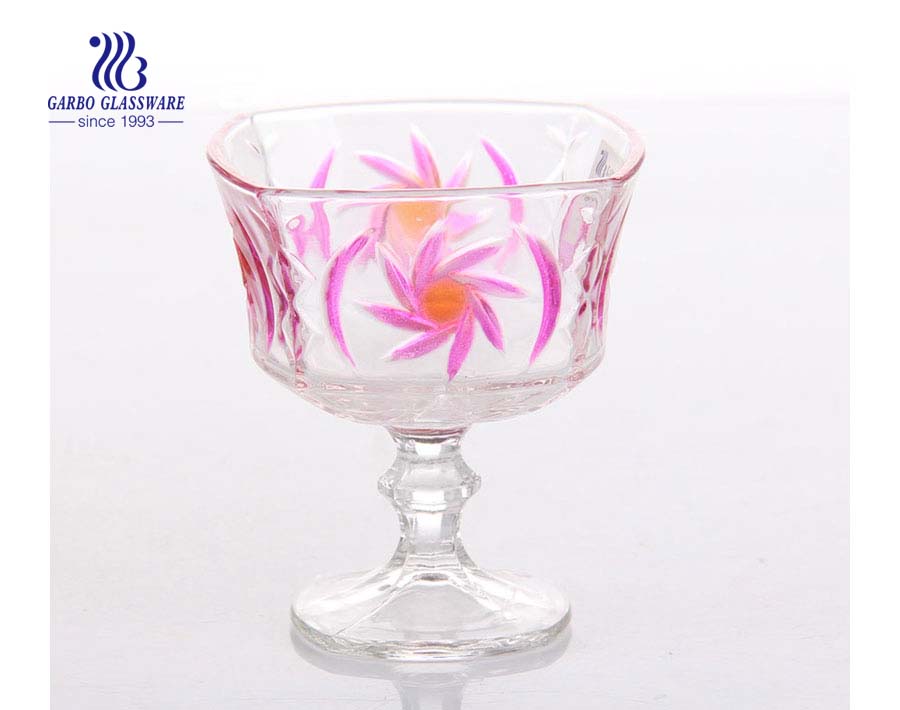 Tigela de sobremesa de vidro da série Girassol, venda quente no Oriente Médio, copo de vidro de 4 polegadas, cristal sem chumbo, seguro para micro-ondas