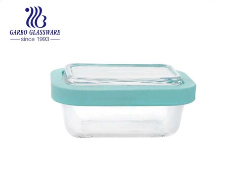 Recipiente de almacenamiento de alimentos de vidrio brosilicato seguro para microondas de venta caliente, caja de almuerzo Bento de vidrio Shcool 320 ml