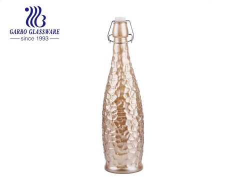 33oz bernsteingelbe Glasflasche Aufbewahrungsflasche mit luftdichtem Deckel Biersaft Klarglashersteller