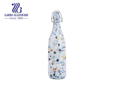 طلاء حبر مخصص 1000 مل زجاجة زجاجية مع زجاجة تخزين زجاجية سوينغ سدادة علوية مزخرفة