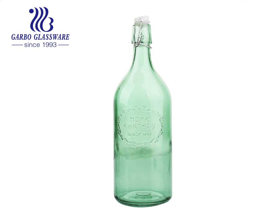 ​kundenspezifische Tuschemalerei 1000 ml Glasflasche mit Bügelverschluss dekorative Glasaufbewahrungsflasche