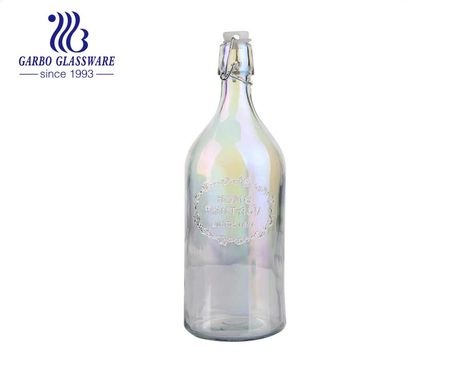 ​kundenspezifische Tuschemalerei 1000 ml Glasflasche mit Bügelverschluss dekorative Glasaufbewahrungsflasche