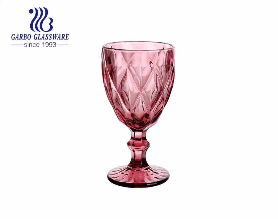 300ml purple color glass stemware for home and restaurant using customized decoration