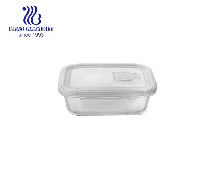 Fiambrera de 400 ml Recipiente de comida seguro para horno Vajilla de vidrio de borosilicato con tapas de silicona rosa