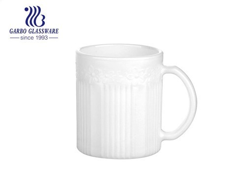 Garbo novo design Impressão personalizada Leite branco opala vidro 11 oz caneca de café de vidro