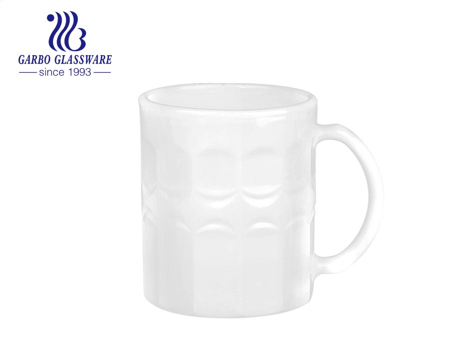 Garbo neues Design Personalisierter Druck Milky White Opal Glass 11oz Glaskaffeetasse