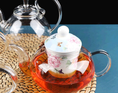 700ml Clear borosilicate glass teapot with ceramic infuser elegant teapots