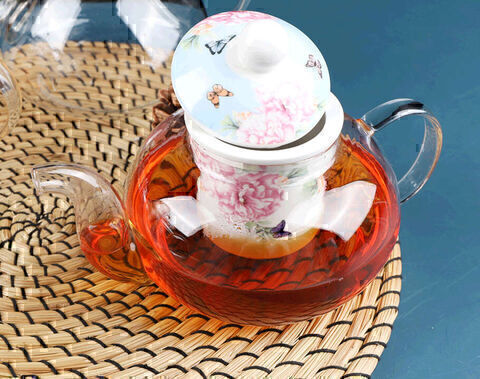 700ml Clear borosilicate glass teapot with ceramic infuser elegant teapots