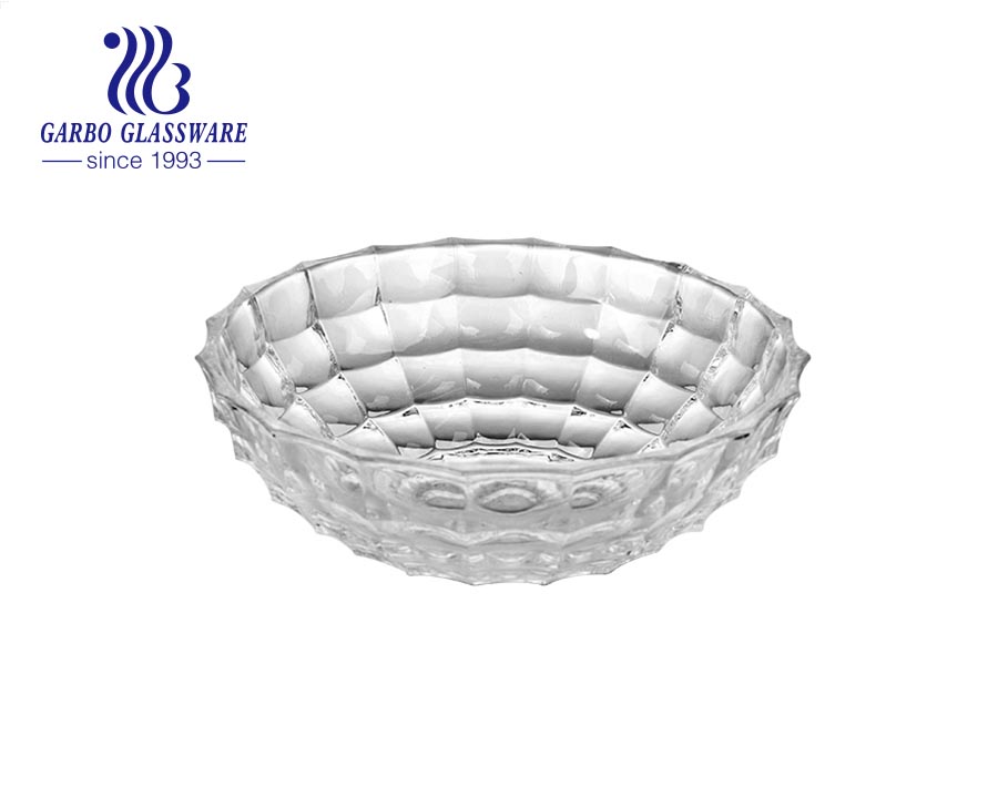 ​Garbo 11 inches carved diamond embossed thick-walled glass fruit bowl All-purpose