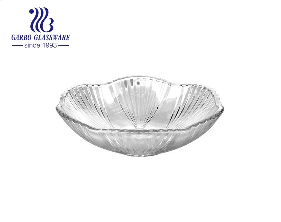 ​Garbo 11 inches carved diamond embossed thick-walled glass fruit bowl All-purpose