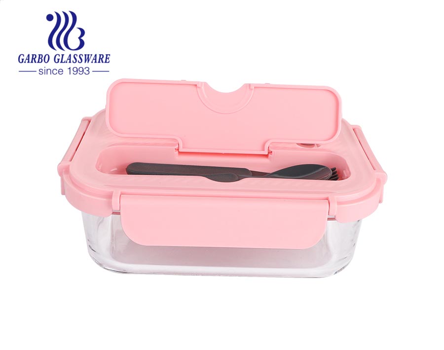 Borosilicate Glass Storage Food Container/Bento Lunch Boxes with Plastic  Lid Can Put Fork and Spoon - China Food Container and Glass Lunch Box price