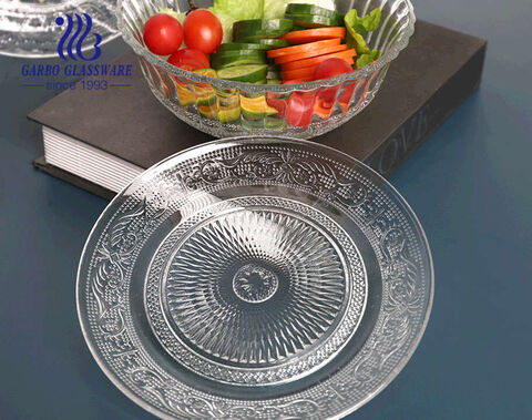 9-дюймовая винтажная стеклянная тарелка с фруктами оптом прозрачная с элегантным дизайном