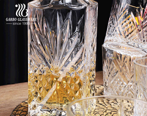 7-pc Garbo whiskey decanter set w/ 4 pieces 10oz drink tumblers Bourbon Scotch Brandy Whisky decanters