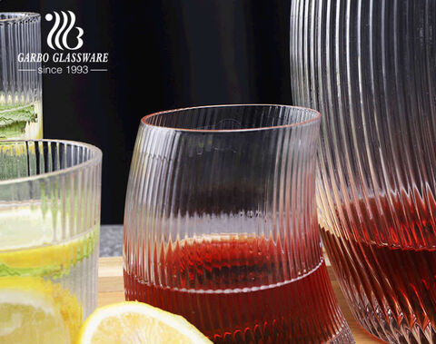 Garbo set decanter per vino con motivo a strisce fatto a mano vaso di vetro a forma storta