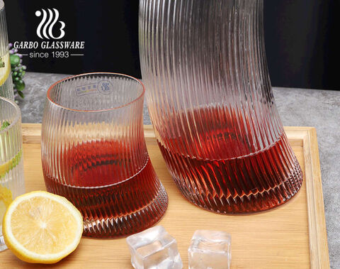 Garbo handmade stripe pattern wine decanter set crooked shape glass vase