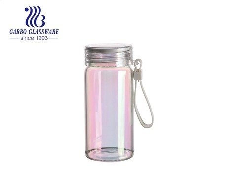 Sporty Indoor Outdoor glass bottle 10oz decorative rainbow color  for juice beer milk water 