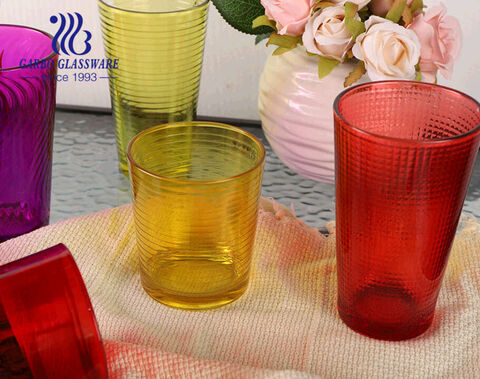 Classic cheap price 14oz glass tumbler with custom sprayed colors