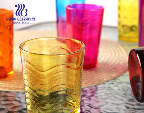 Classic cheap price 14oz glass tumbler with custom sprayed colors