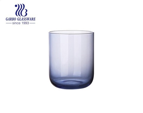 15oz hochwertige blasende blaue einfarbige Glasbecher zum Trinken von Wasser