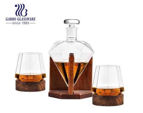 Bouteille en verre de whisky diamant 29 oz Carafe en verre ensemble de 7 pièces 5 pièces avec gobelet en verre 14 oz