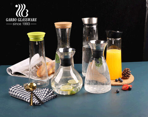 1200ml heat resistant borosilicate light glass water carafe with stainless steel lid 