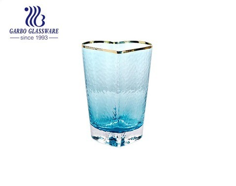 Gobelets à jus en forme de coeur de couleur bleue fabriqués à la main de 250 ml