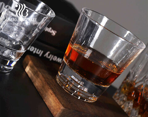 Premium glass tumbler with thickened base for whisky brandy spirit serving