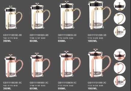 Glass French press makes a cup of quick coffee for busy office hour