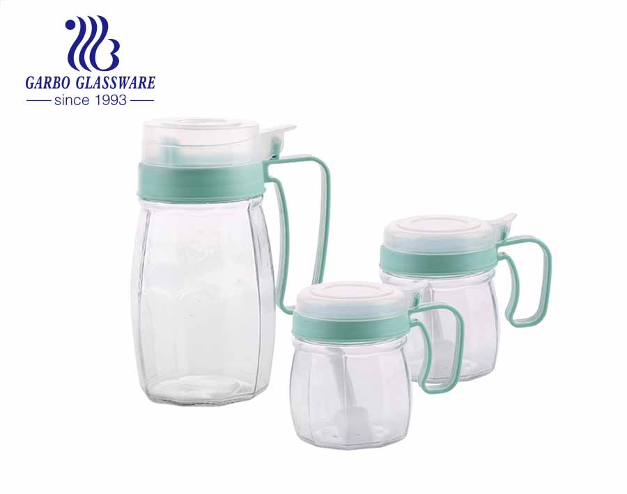 Conjunto de 2200ml 1700ml 1200ml 900ml de 4 tamanhos de vasilha de vidro em forma de cilindro com tampa de rosca