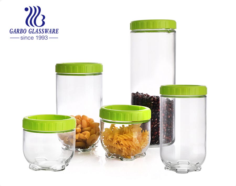 2200ml 1700ml 1200ml 900ml set of 4 sizes cylinder shape glass kitchen canister set with screw lid