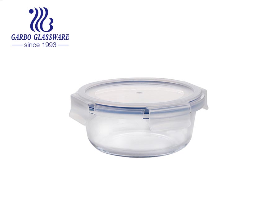 Airtight food storage transparent lid oven safe glass food container Amazon hot selling round glass food storage set