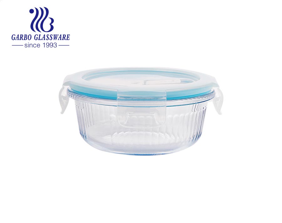 Airtight food storage transparent lid oven safe glass food container Amazon hot selling round glass food storage set