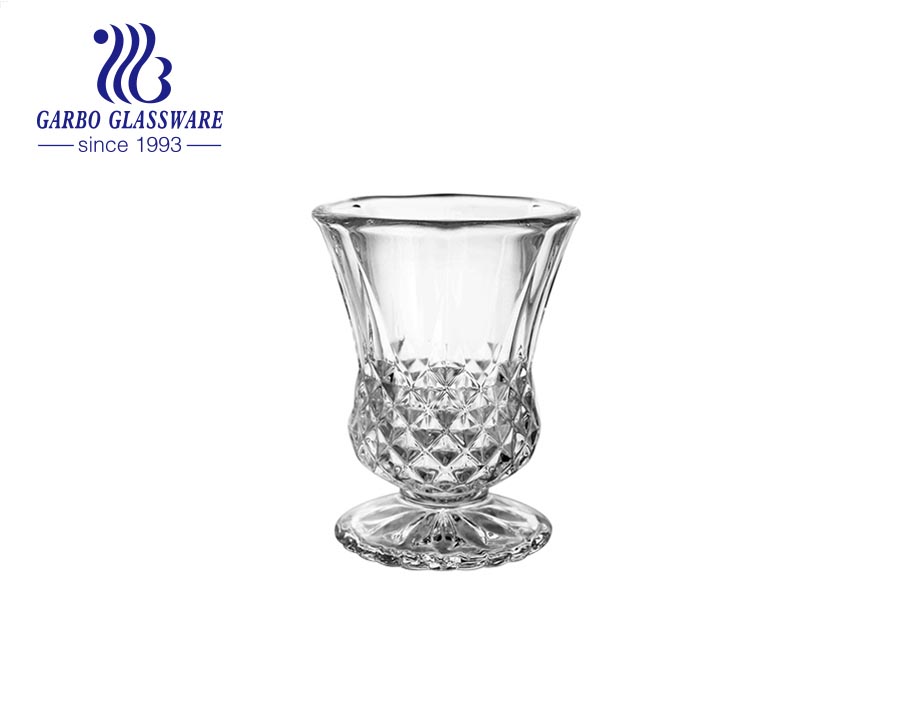 Turkey Arabic style 2oz engraved glass cup with short stem for tea serving