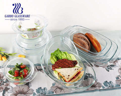 Baker's Basics 3-Piece Glass Casserole Baking Dish Set with Glass Covers