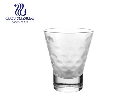 鉛フリーサークルデザインV字型14オンスガラスアイスクリームカップデザートボウルガラスカップサラダホルダー毎日使用