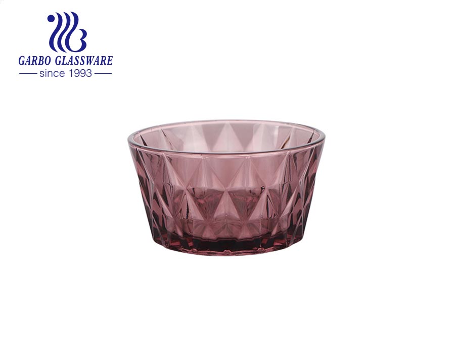 400ML Wholesale classical hot sale solid colored purple diamond design glass salad bowl