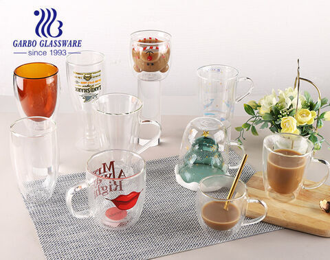 New Collection Heat Resistant Borosilicate Double Wall Glass Cup with Handle